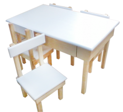 Custom Designs/Extras -  White and Lacquer Table Set - with drawer