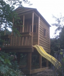 Cubby House Colours -  Woodland Grey Roof, Stained and Elevated